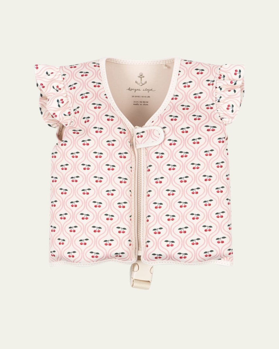 Girl's Avery Cherry-Print Swim Vest, Size 1-6